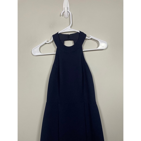 BHLDN Lennox Halter Open Back Side Slit Crepe Gown in Navy Size XXS Formal Prom - Picture 3 of 9